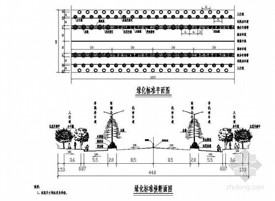 绿化横断面资料下载-道路绿化及横断面节点详图设计