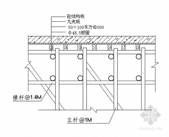 梁模板支撑示意图cad资料下载-板模板支撑示意图