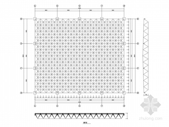 [山东]学校餐厅网架结构施工图-结构平立面 