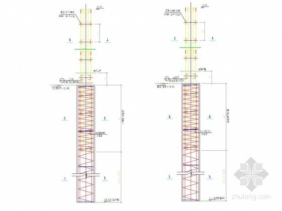 深基坑钢格构柱桩施工质量资料下载-深基坑支护灌注桩内插350×350格构柱节点详图