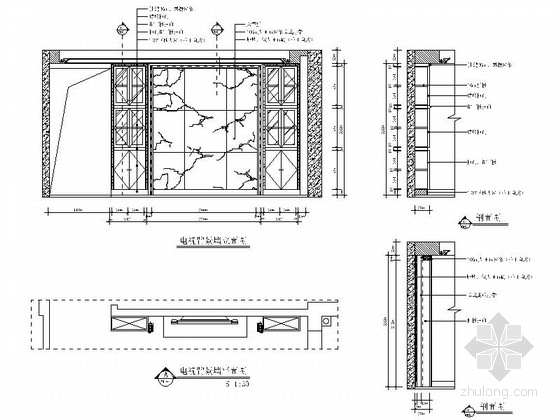 [广州]普通住宅区现代三居室装修施工图（含效果）立面图 