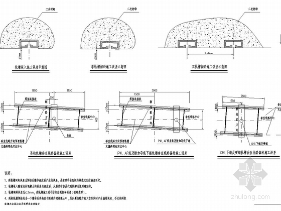 铁路隧道内接触网轨槽预埋安装施工图-隧道预埋轨槽施工误差示意图