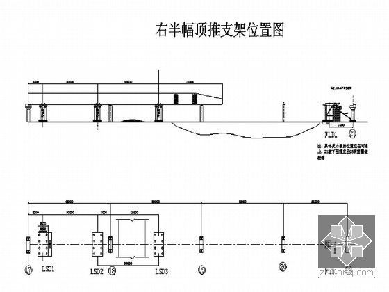 高速公路钢箱梁顶推施工方案-右半幅顶推支架位置图