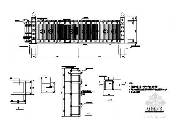 工厂铁艺大门CAD资料下载-铁艺大门施工详图