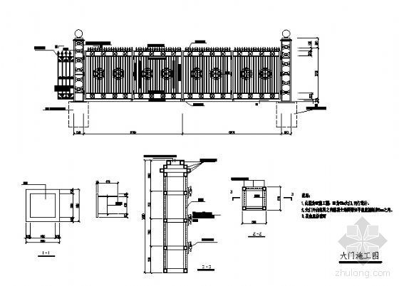 铁艺大门节点cad详图资料下载-铁艺大门施工详图