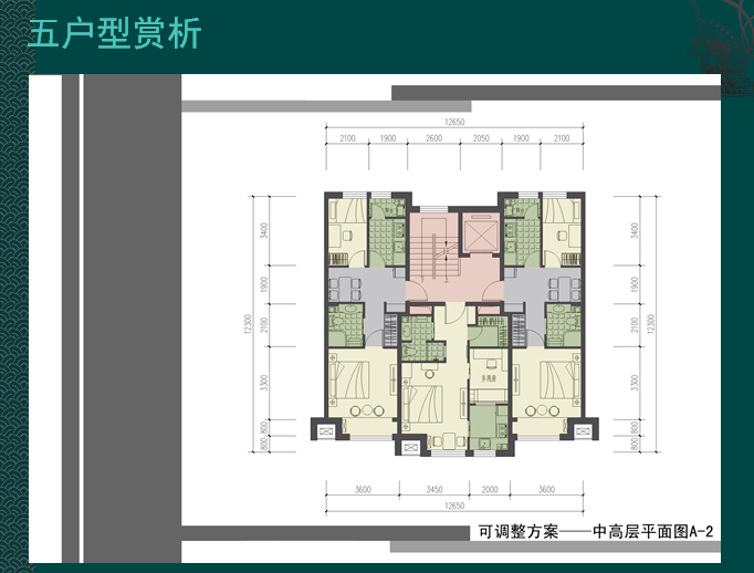 保障性住房户型设计优秀作品解析（案例欣赏）-可调整方案——中高层平面图