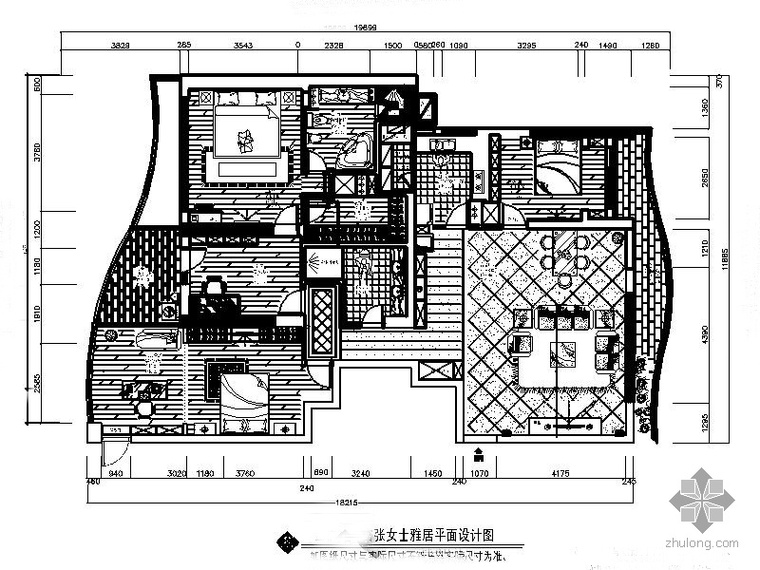 室内装修经典案例分析资料下载-某经典四居室内装修图