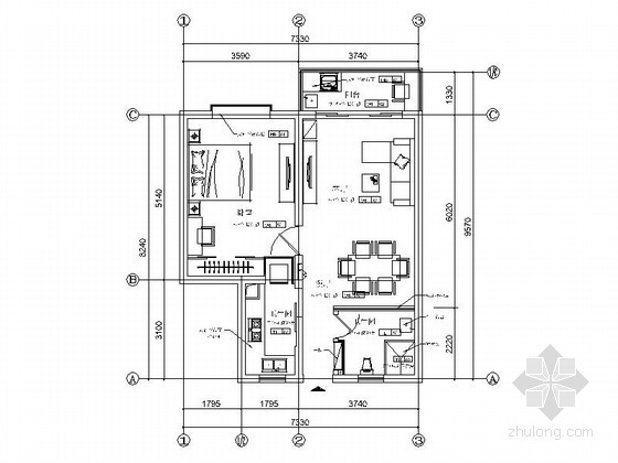 一居室居室装修资料下载-简单一居室装修图