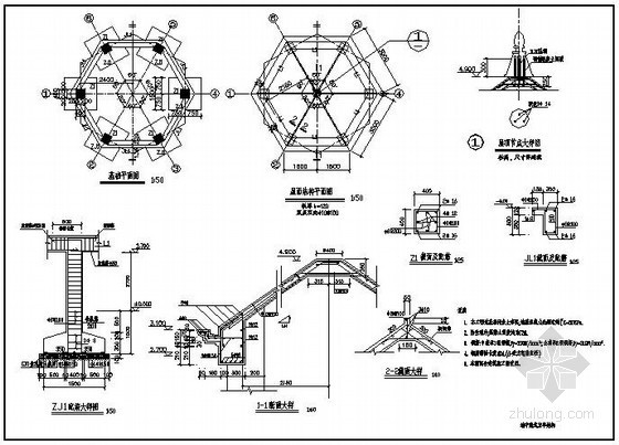 如何混凝土结构节点详图资料下载-地中海式凉亭结构节点详图