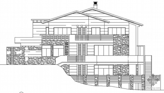 二层别墅设计建筑施工图纸资料下载-某二层坡地别墅建筑施工图