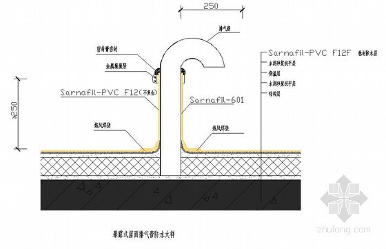 屋面保温层排气管的作用资料下载-暴露式屋面排气管防水大样
