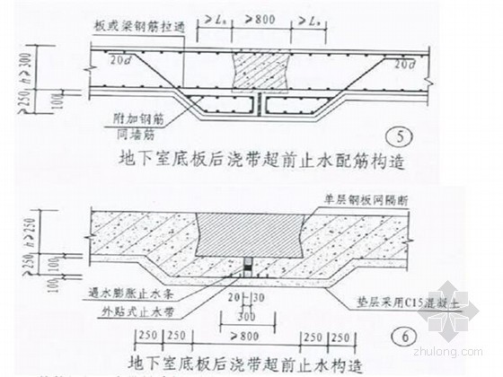 [扬州]钢筋混凝土剪力墙结构商住楼施工组织设计(附CAD图)-地下室底板后浇带施工图 