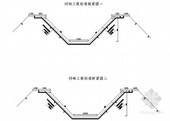 [黑龙江]土地开发整理工程设计报告（含工程预算）-衬砌渠道标准横断面图 