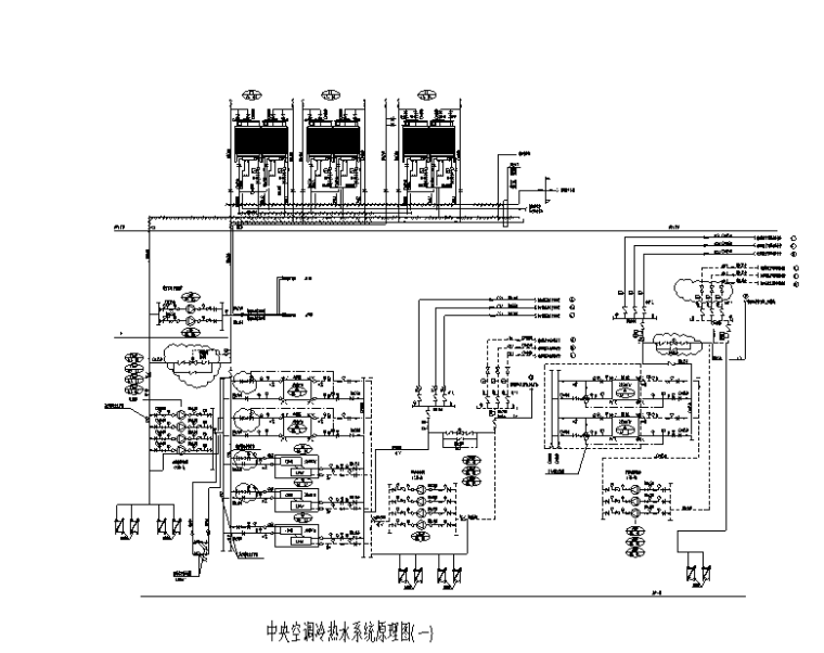 二十九层商业综合体全套暖通施工图（甲级设计院）-中央空调冷热水系统原理图