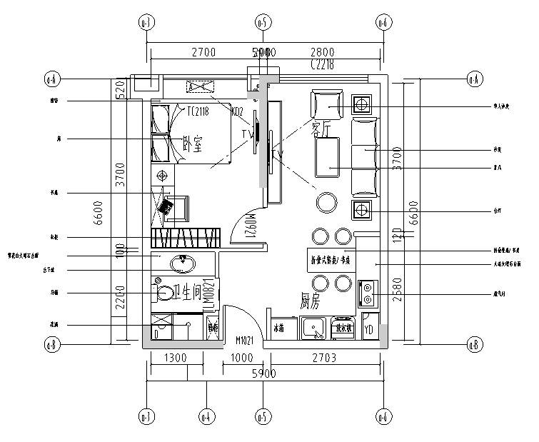 公寓小户型cad资料下载-[贵州]全套小户型公寓样板间室内施工图(含效果图)