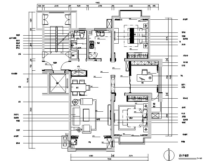 东方明珠建筑图资料下载-东方明珠三居室样板房设计施工图（附效果图）