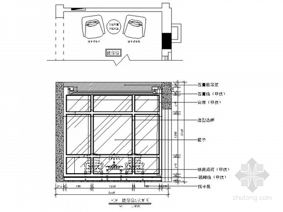 [武汉]国家级体育生态豪宅区豪华三层别墅CAD装修施工图健身房立面图