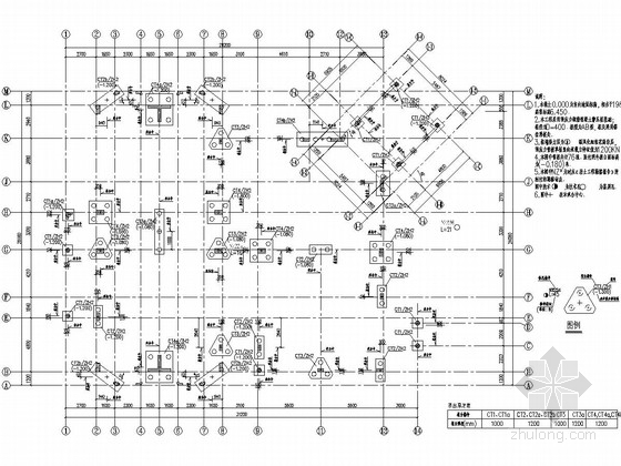 俄罗斯风情酒店结构施工图（含建筑图）-桩基础平面图 