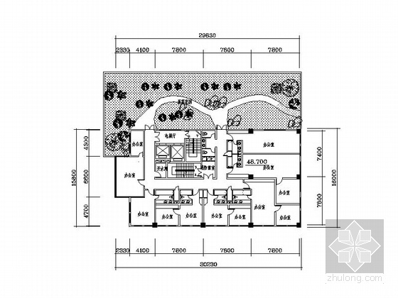 [浙江]杭州现代风格高层办公楼方案图（含效果图）-办公楼平面图