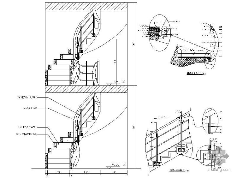 不锈钢栏杆扶手节点详图资料下载-旋转楼梯详图