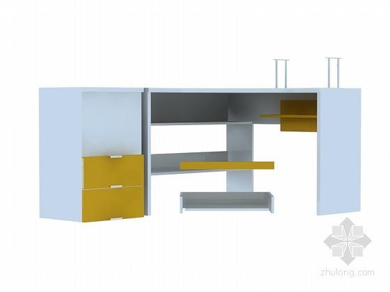 电脑桌3d模型下载资料下载-电脑桌3D模型下载