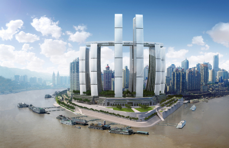 150平米效果图资料下载-350米重庆地标建筑“来福士广场”已上升至150米，预计明年封顶