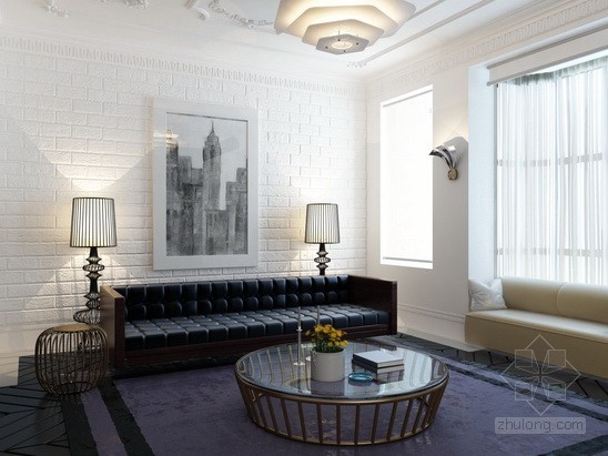 后现代客厅设计效果图资料下载-后现代风格客厅3d模型