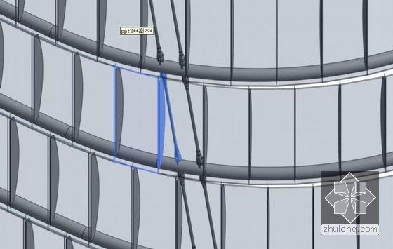 [上海]BIM在超高层建筑设计施工过程中的应用-外幕墙玻璃肋与吊杆碰撞