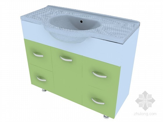 cad洗手池详图资料下载-清新洗手池3D模型下载