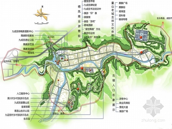 古典亭廊平面图资料下载-[陕西]特色古典文化旅游古镇景观规划设计方案