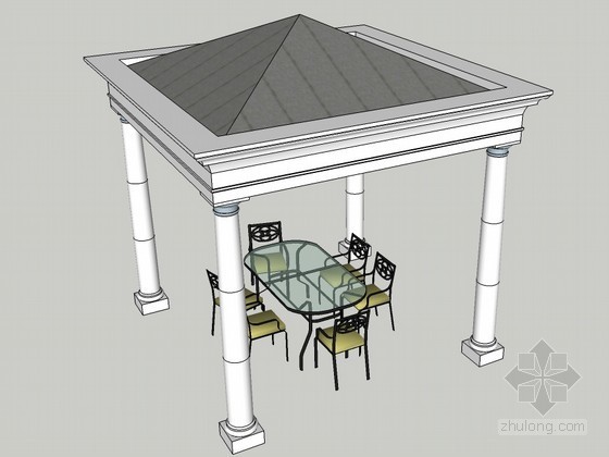 CAD图凉亭景观资料下载-景观小品凉亭sketchup模型