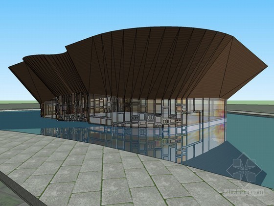 鞋架sketchup模型资料下载-水中建筑SketchUp模型下载