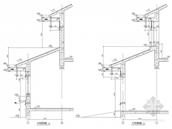 两层坡屋顶砌体别墅结构施工图(建筑)-墙身剖面