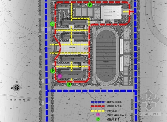 [浙江]红色砖墙山水园林小学扩建设计方案文本（含总平CAD）-红色砖墙山水园林小学扩建分析图