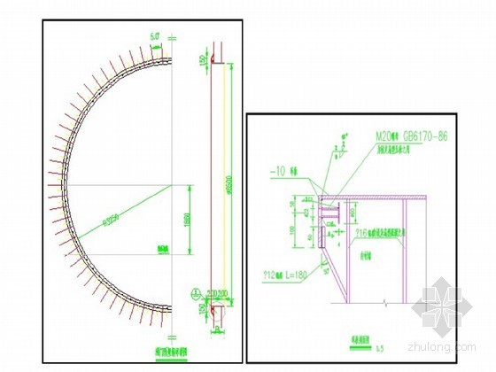 盾构施工始发与掘进施工方案-洞门预埋环板平面图 