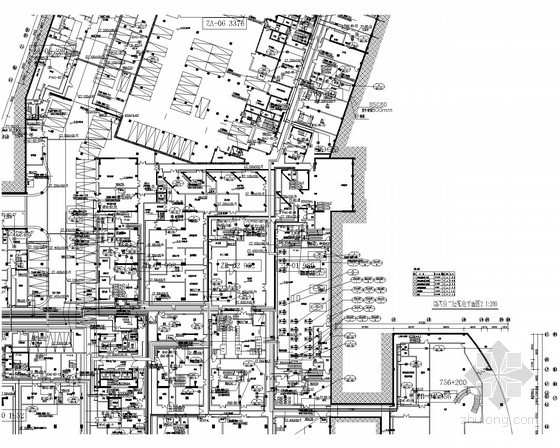 六层框架建筑平面图纸资料下载-五星级酒店地下室两层配电平面图（含建筑平面图）
