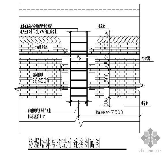 抹灰构造节点详图资料下载-防爆墙构造隐蔽节点详图
