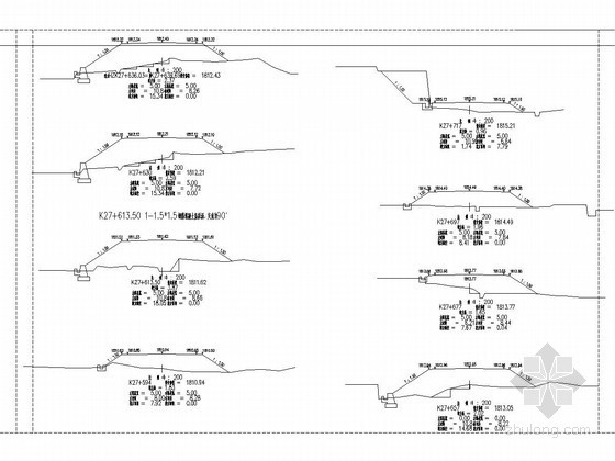 边距和高程画横断面资料下载-山区公路路基横断面CAD设计详图（190张）