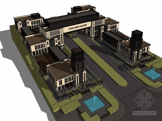 电车SketchUp模型资料下载-大气建筑SketchUp模型下载