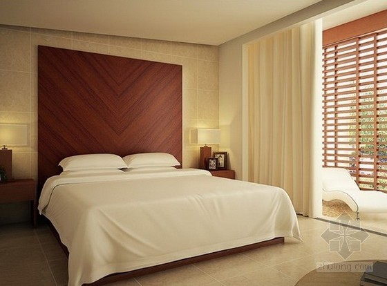 中式卧室壁纸材质贴图资料下载-现代温馨米色调卧室3d模型下载