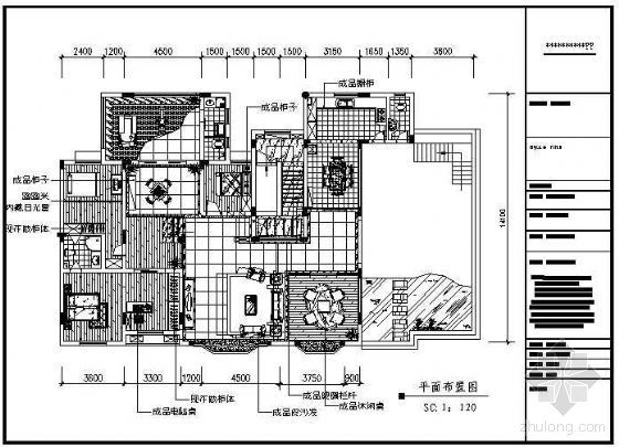 家装图cad资料下载-五室三厅家装图