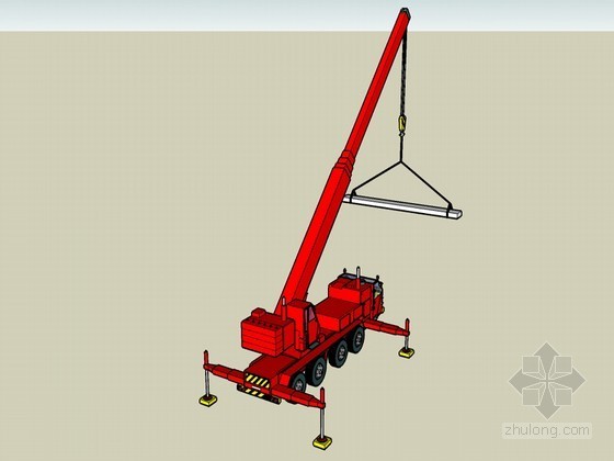 机械sketchup资料下载-红色吊车SketchUp模型下载