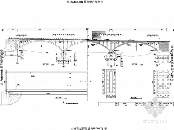 10米净跨板拱桥资料下载-[山东]42m＋42m＋42m三跨空腹式拱桥设计图33张（2015年设计）