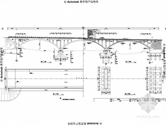 桥墩基础配筋资料下载-[山东]42m＋42m＋42m三跨空腹式拱桥设计图33张（2015年设计）