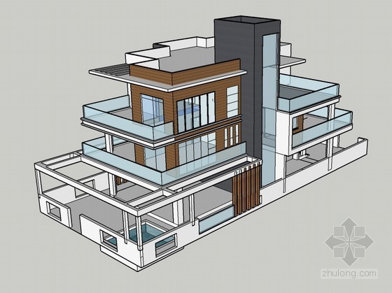 现代风格酒店模型资料下载-现代风格别墅SketchUp模型