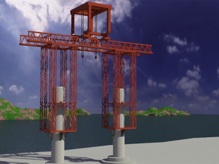 附着式爬架爬升动画资料下载-附着式自爬升钢管桥塔安装施工工法视频演示