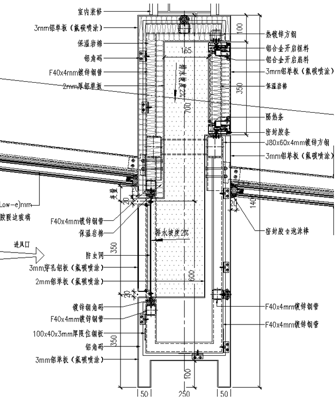 双向曲面复杂高层建筑施工关键技术研究与应用（附图丰富）-竖向装饰带断面节点图