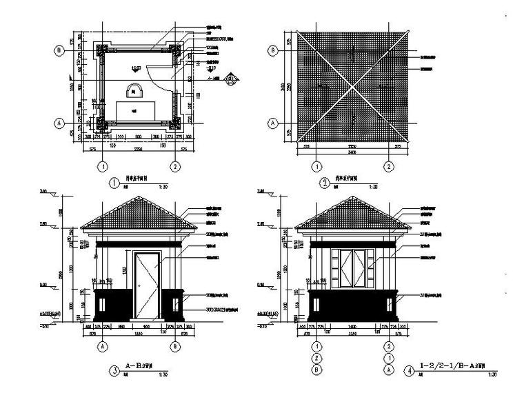 [广东]高档商住两用居住区全套景观施工图（A、B两区）-岗亭详图