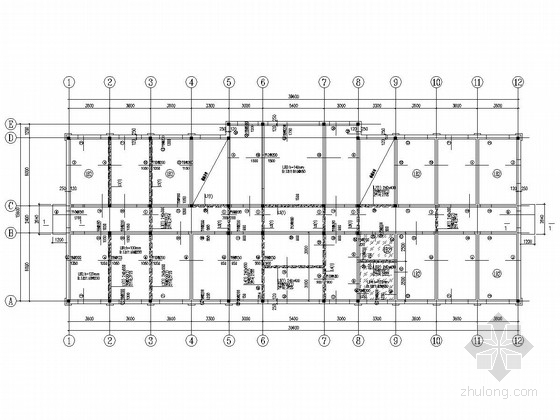[山西]地上二层砖混结构办公楼结构施工图-一层顶结构平面图 