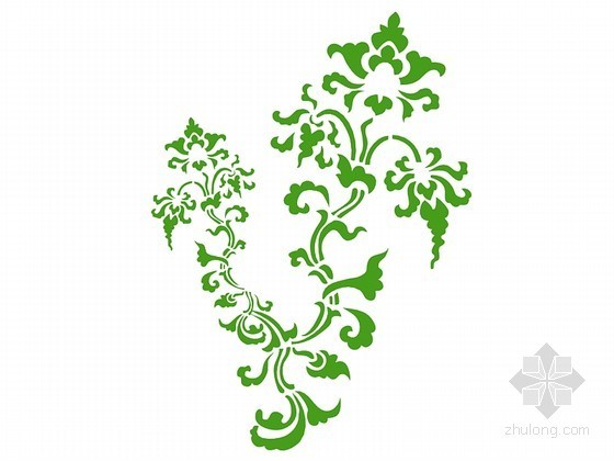 欧式花纹块毯3d资料下载-绿色花纹装饰3D模型下载